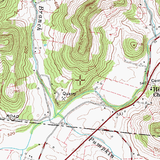 Topographic Map of Hillsdale Quarry, TN