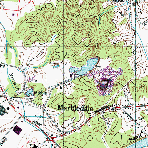Topographic Map of Marbledale Quarry, TN