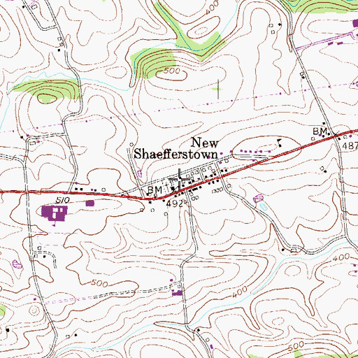 Topographic Map of New Schaefferstown Census Designated Place, PA