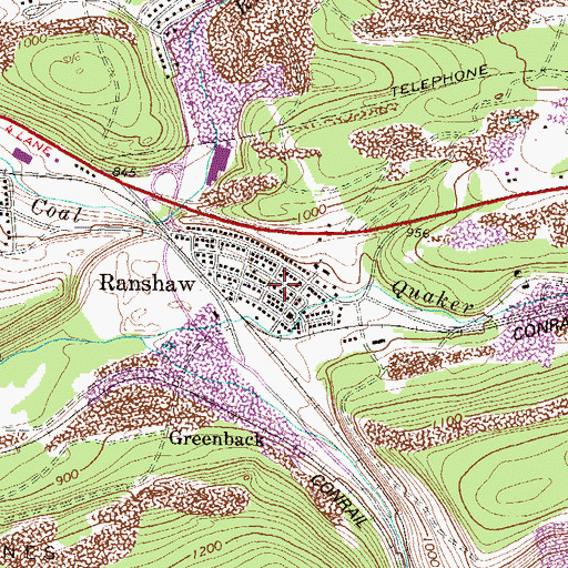 Topographic Map of Ranshaw Census Designated Place, PA