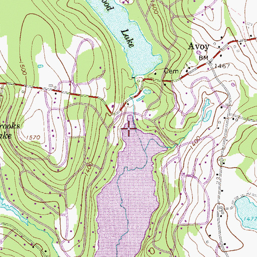 Topographic Map of The Hideout Census Designated Place, PA