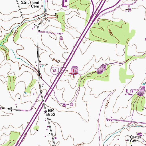 Topographic Map of White House Quarry, TN