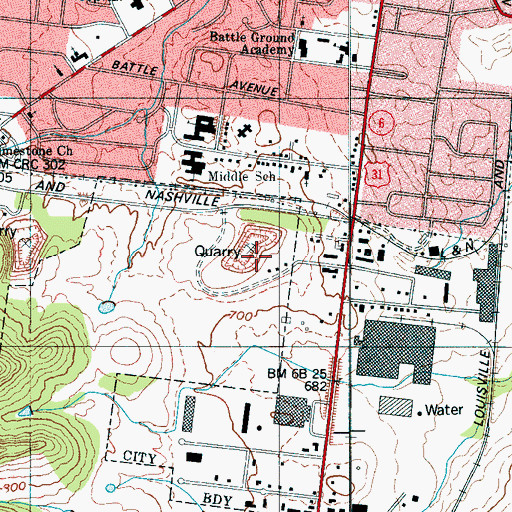 Topographic Map of Williamson County Highway Department Quarry, TN