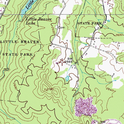 Topographic Map of Beaver Creek Golf and Country Club Golf Course (historical), WV