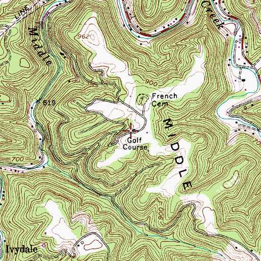 Topographic Map of Berry Hills Country Club Golf Course, WV