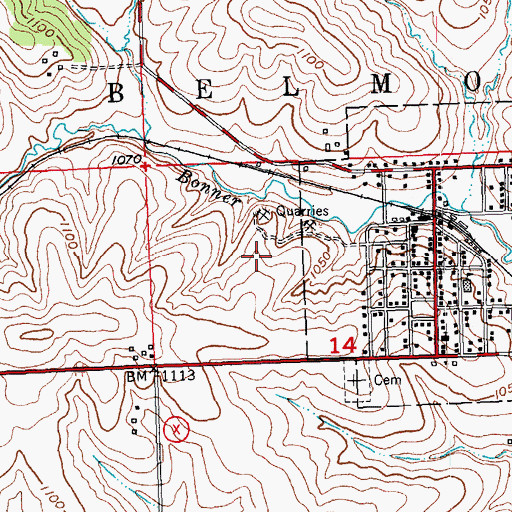 Topographic Map of Belmont Quarry, WI