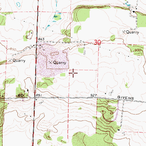 Topographic Map of Black Creek Limestone Quarry, WI