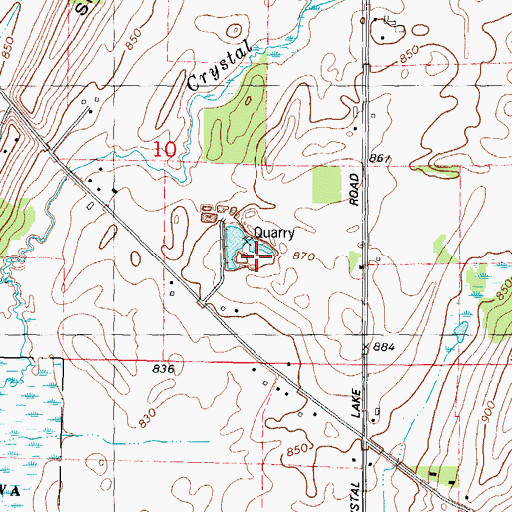 Topographic Map of Budde-Miller Quarries, WI