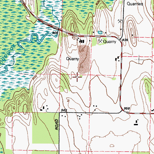 Topographic Map of Buechel Quarry, WI