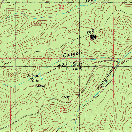 Topographic Map of Stott Tank, AZ