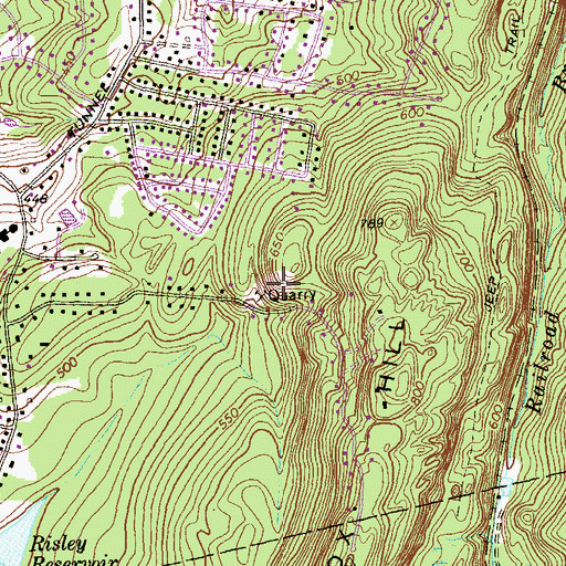 Topographic Map of Box Mountain Quarry, CT