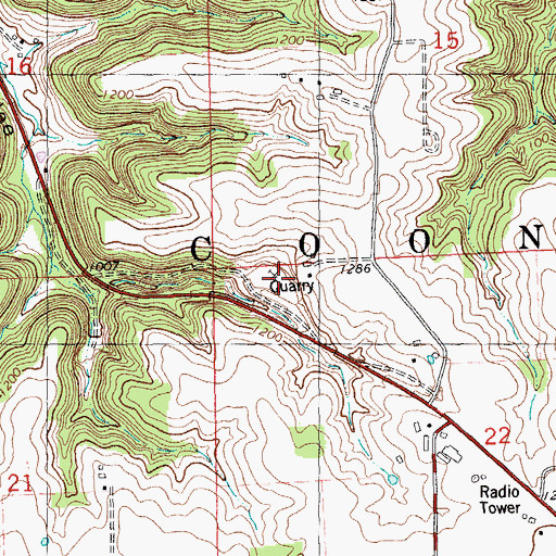 Topographic Map of Coon Valley Quarry, WI