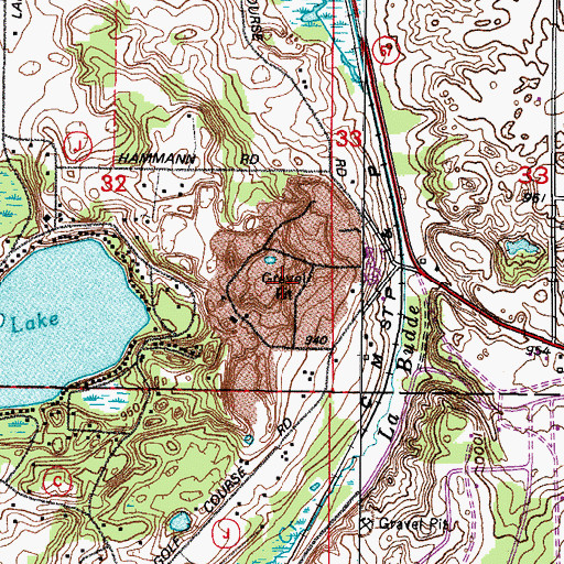 Topographic Map of Crystal Lake Crushed Stone Quarry, WI