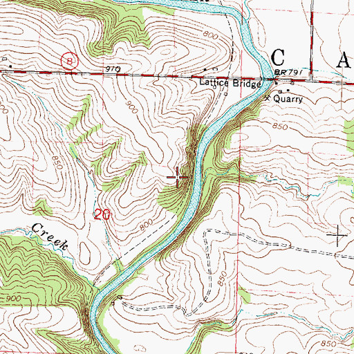 Topographic Map of Devoe Quarry, WI