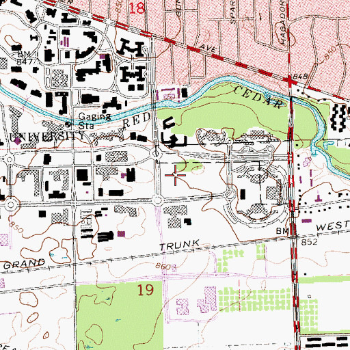 Topographic Map of Wharton Center for Performing Arts, MI