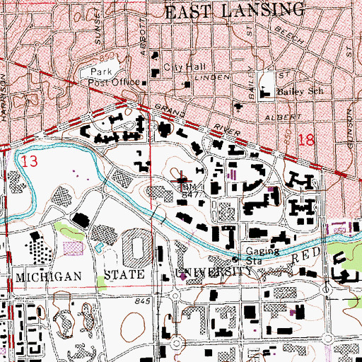 Topographic Map of Michigan State University Museum, MI