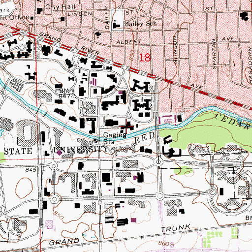 Topographic Map of Kresge Art Center, MI