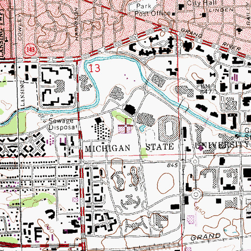 Topographic Map of Munn Ice Arena, MI