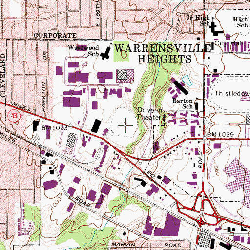 Topographic Map of Miles Drive-In (historical), OH