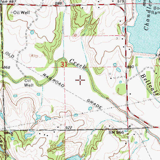 Topographic Map of Bell Cow Lake, OK