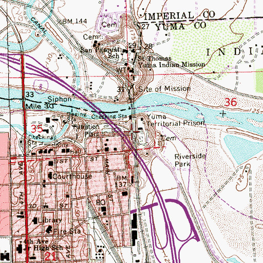 Topographic Map of Yuma Territorial Prison (historical), AZ