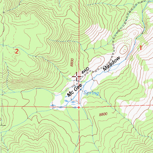 Topographic Map of McGee Meadow, CA