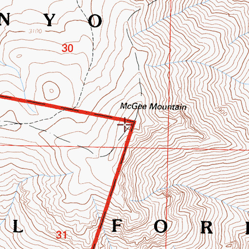 Topographic Map of McGee Mountain, CA