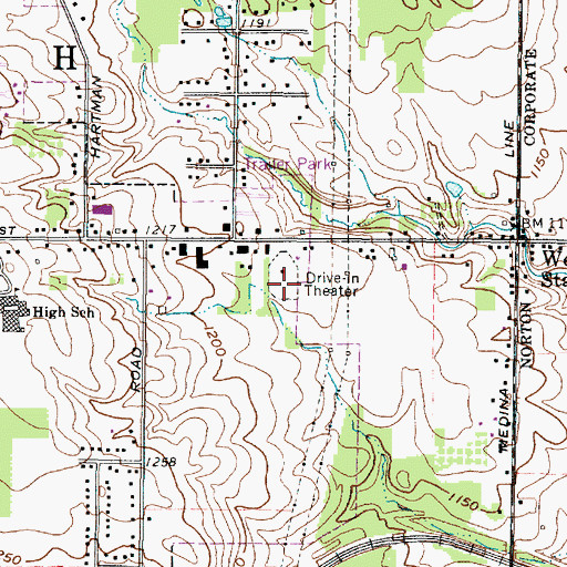 Topographic Map of Blue Sky Drive-In, OH