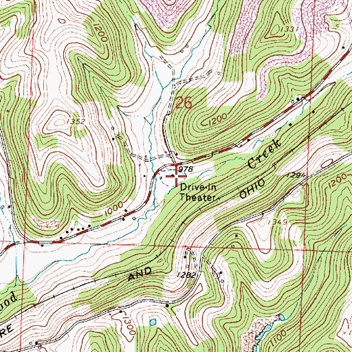 Topographic Map of Leatherwood Drive-In (historical), OH