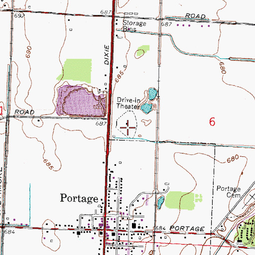 Topographic Map of Portage Drive-In (historical), OH