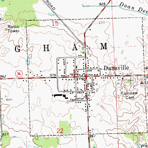 Topographic Map of Dansville United Methodist Church, MI