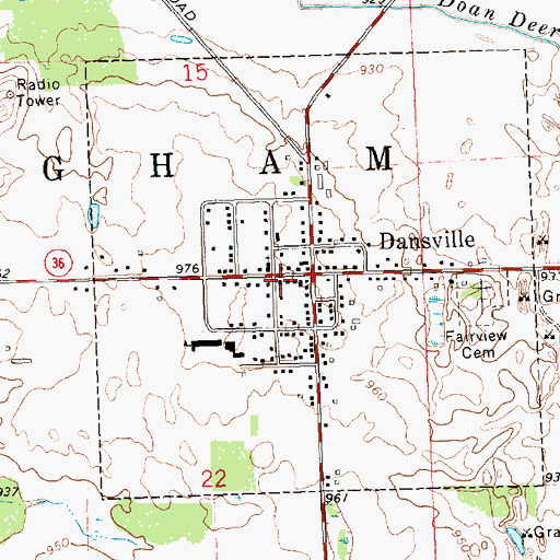 Topographic Map of Dansville Free Methodist Church, MI