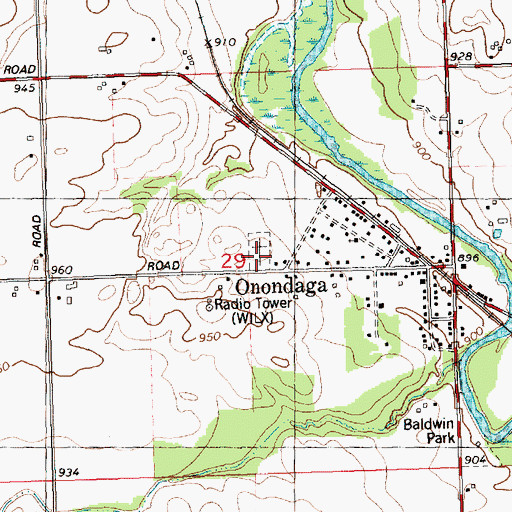 Topographic Map of Onondaga Cemetery, MI