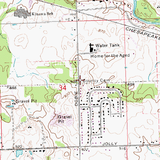 Topographic Map of Ingham County Home Cemetery, MI