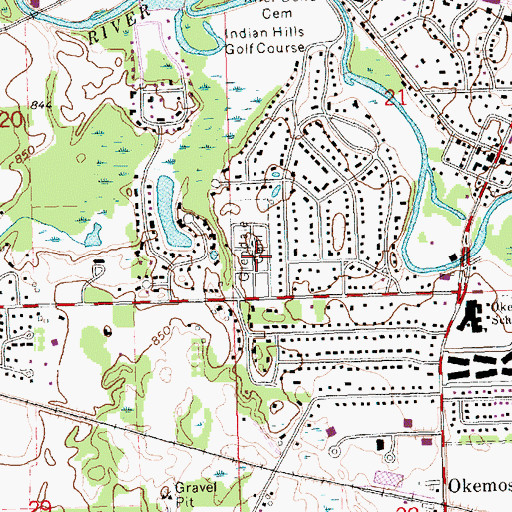 Topographic Map of Glendale Cemetery, MI