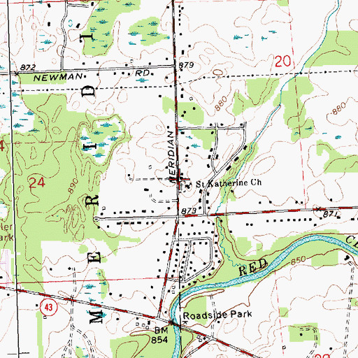 Topographic Map of Saint Katherine's Episcopal Cemetery, MI
