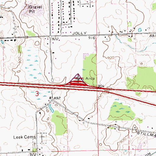 Topographic Map of Okemos Rest Area, MI