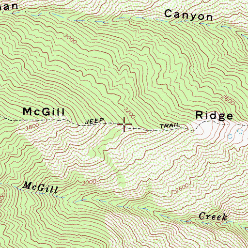 Topographic Map of McGill Ridge, CA