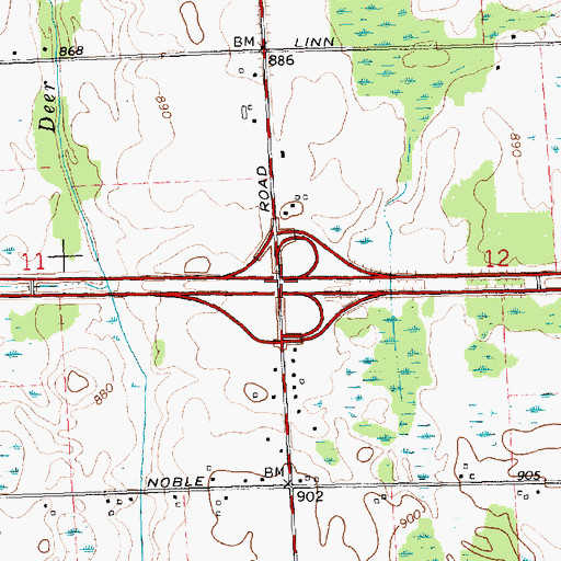 Topographic Map of Interchange 117, MI