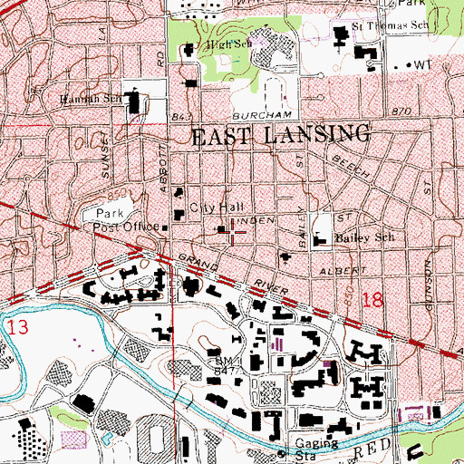 Topographic Map of Masonic Temple Historical Marker, MI