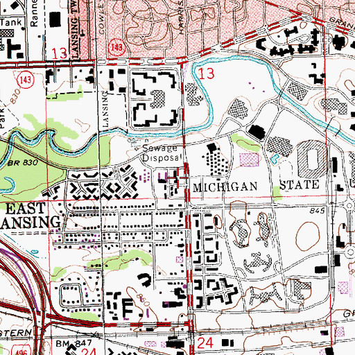 Topographic Map of Michigan State Police Historical Marker, MI