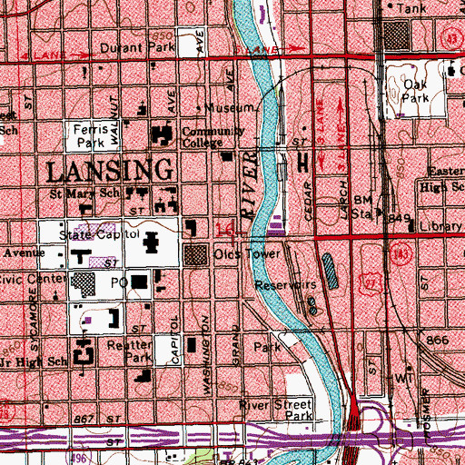 Topographic Map of George E Palmer Historical Marker, MI