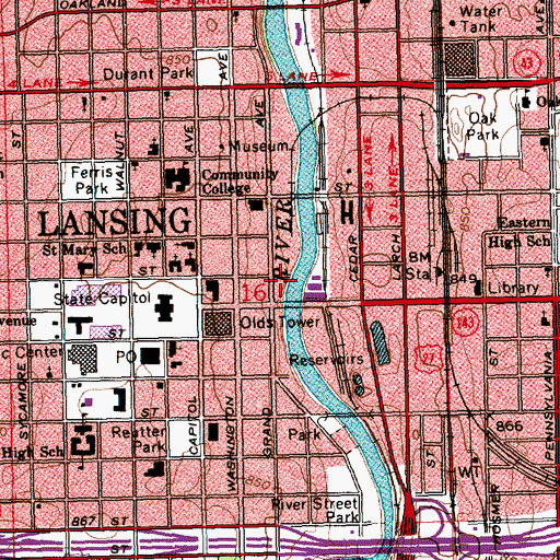 Topographic Map of The Box Twenty-Three Club Historical Marker, MI