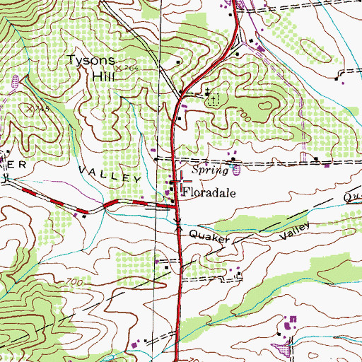 Topographic Map of Flora Dale Census Designated Place, PA