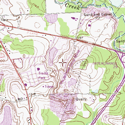 Topographic Map of Lake Arthur Estates Census Designated Place, PA