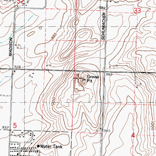 Topographic Map of Endres Quarry, WI