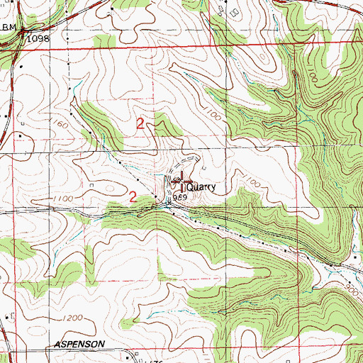 Topographic Map of Fairview Quarry, WI