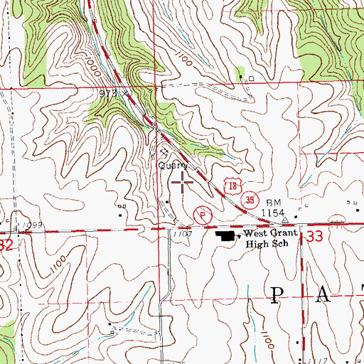 Topographic Map of Finn Quarry, WI