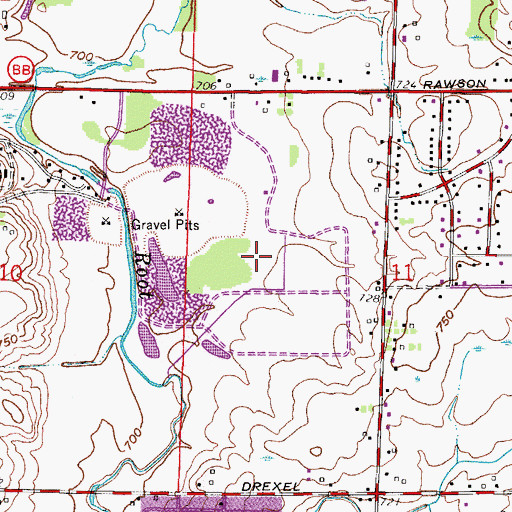 Topographic Map of Franklin Quarry, WI