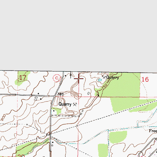 Topographic Map of Freedom Quarry, WI